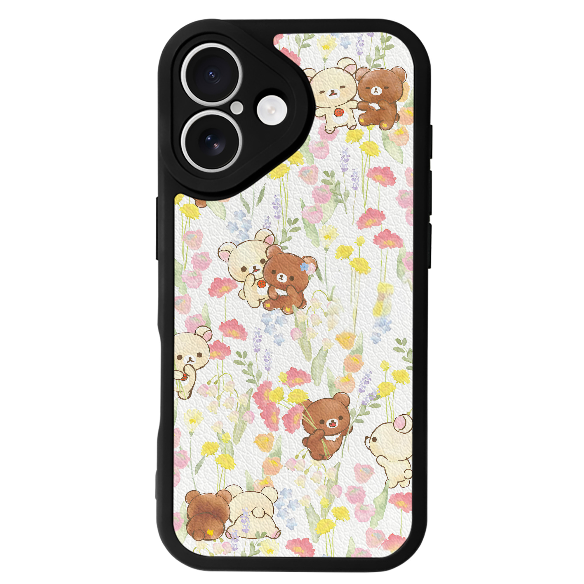 （画像用） リラックマ リラックマ キイロイトリ Rilakkuma Korilakkuma Kiiroitori 【iPhone 16シリーズ対応】シリコンスマホケース（レザー調） 材質：シリコン